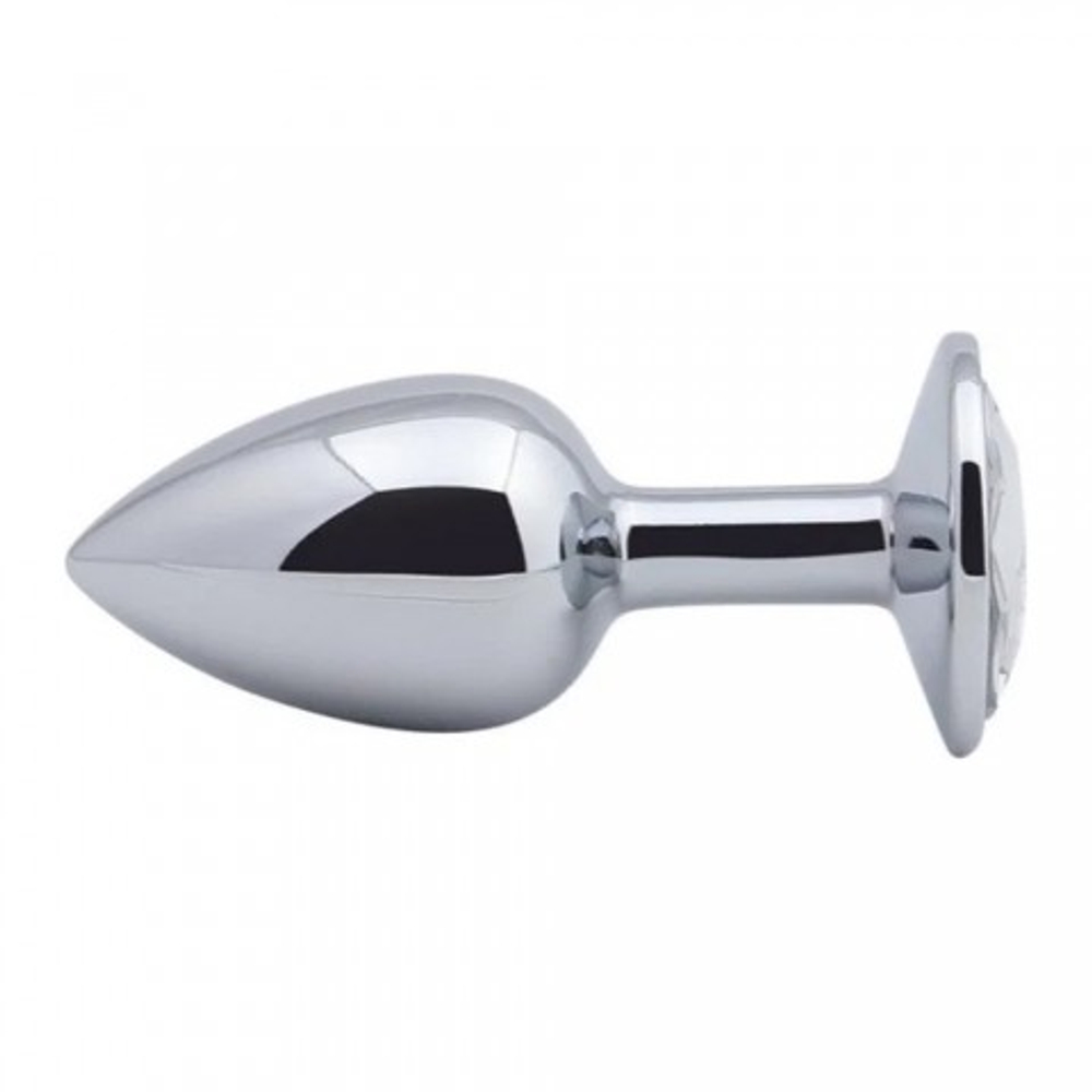 Маленькая металлическая анальная пробка с серым кристаллом Anal Pleasure от Alive (S: 7*2,8 см.)