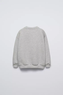 ZARA ТОЛСТОВКА I LOVE HELLO KITTY ©, СЕРЫЙ С МЕЛАНЖЕВЫМ ЭФФЕКТОМ