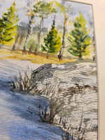 Картина авторская акварельная в паспарту 21х30 см на стену для интерьера "Утро 8 марта"