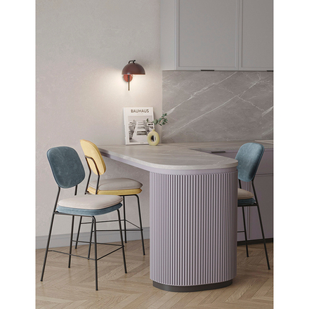 Стул полубарный с контрастным кантом Bergenson Bjorn Pea, велюр, сине-зеленый/бежевый