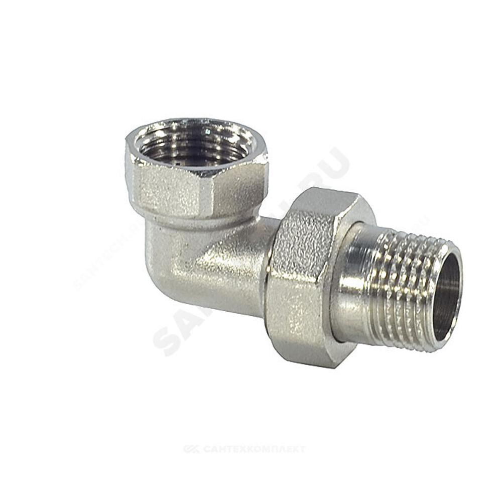 Соединитель латунь никель американка Ду 15 (1/2") угловой ВР/НР SantechSystems