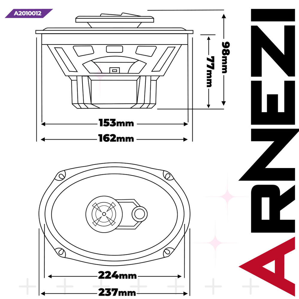 Колонки ARNEZI Crystal Sound С9, 6х9" 3-х полосные, 2шт, , Max Вт ARNEZI A2010012