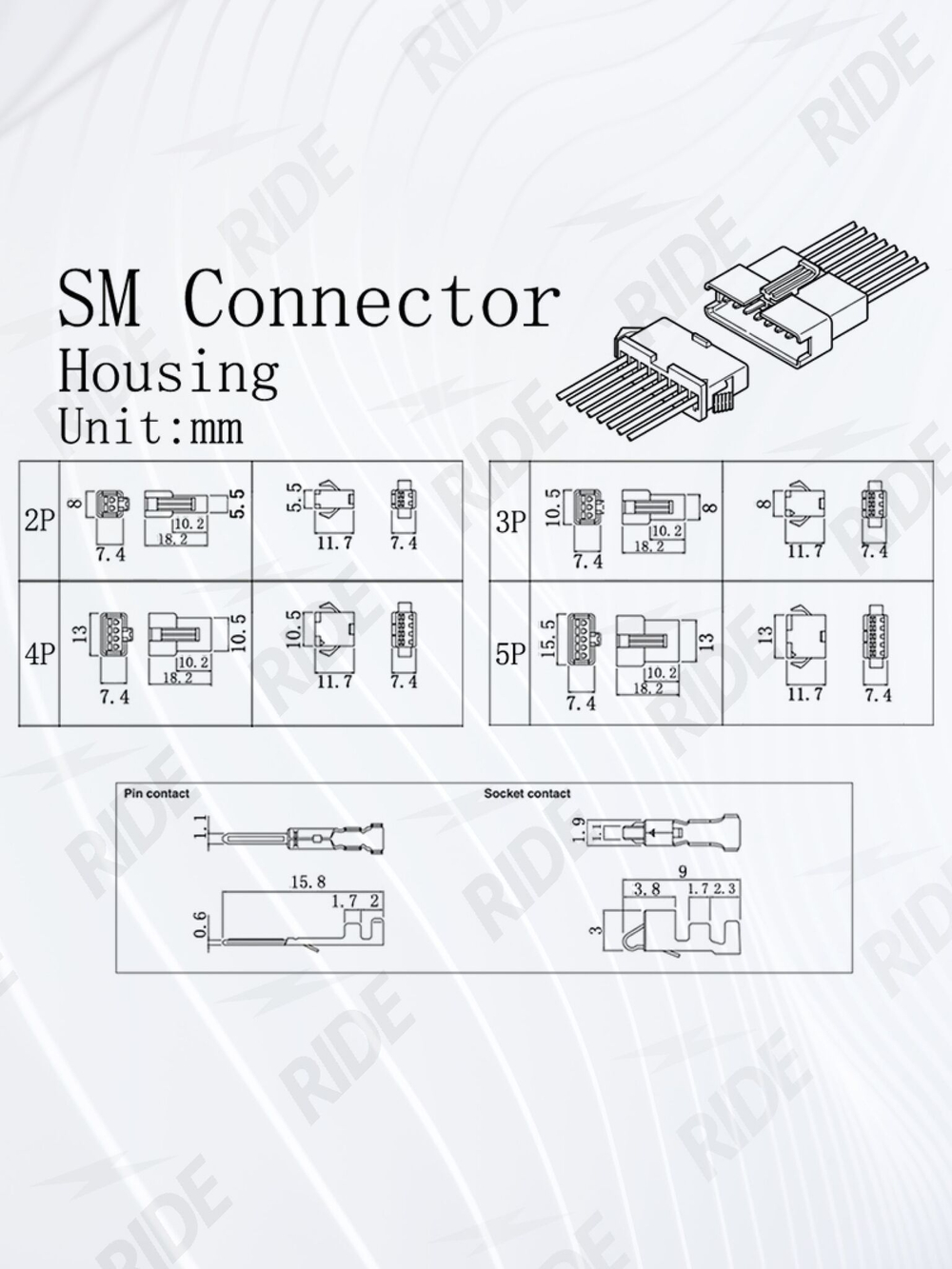 Комплект разъемов SM2.54 мама-папа 2/3/4/5 pin 560 штук