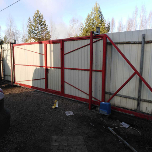 Каркас откатных ворот СТАНДАРТ проем до 5м. с встроенной калиткой.