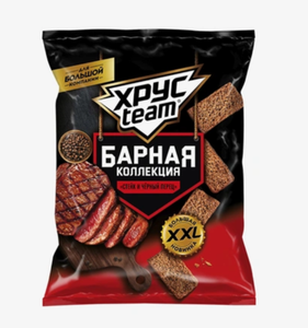 Сухарики ХрусTeam стейк и черным перецем, 140 г