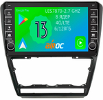 Магнитола для Skoda Octavia A5 2004-2013 - Airoc AB-3202B (черная, кнопки и крутилки), Android 13, TS20, 6/128Гб, SIM-слот, CarPlay