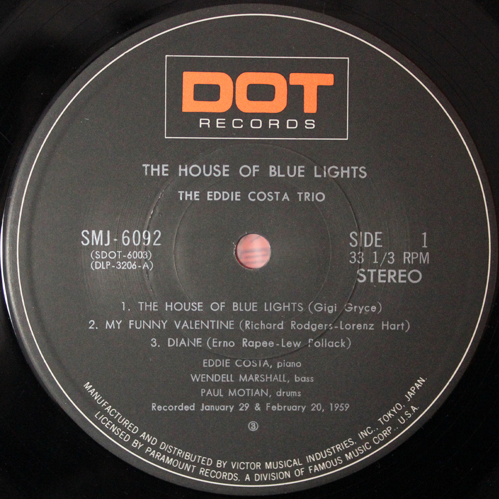 The Eddie Costa Trio / The House Of Blue Lights (LP)