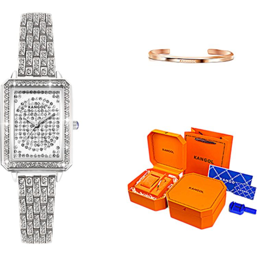 KANGOL Quartz Movement Metal Strap Watch Women"s Watch Silver Dial 30m Water Resistance