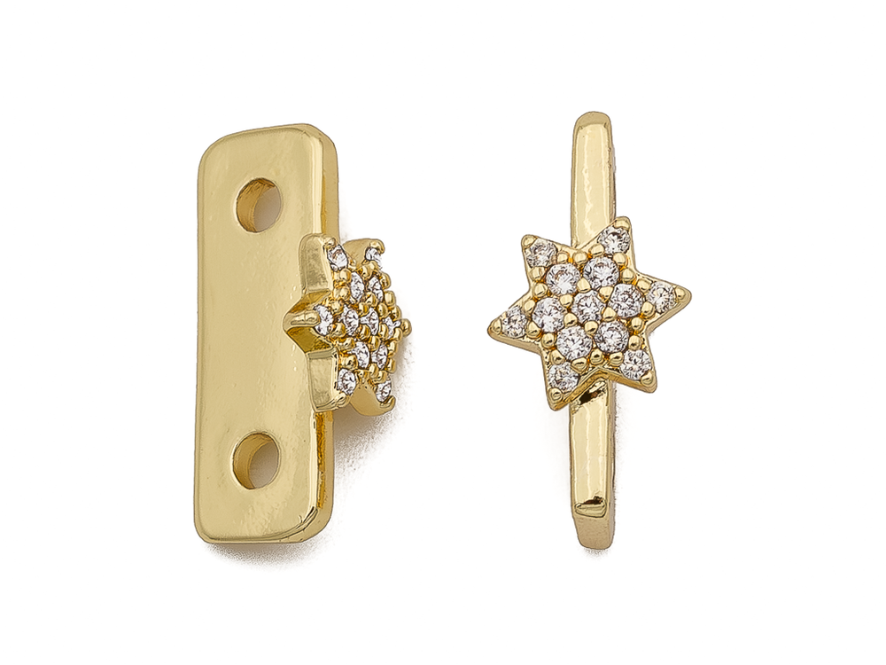 Спейсер "Звездочка" со стразами 12,5мм (для двурядных украшений) (1шт)