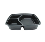 Контейнер 1400мл с крышкой квадратный 3-секц Черный, 100шт/кор