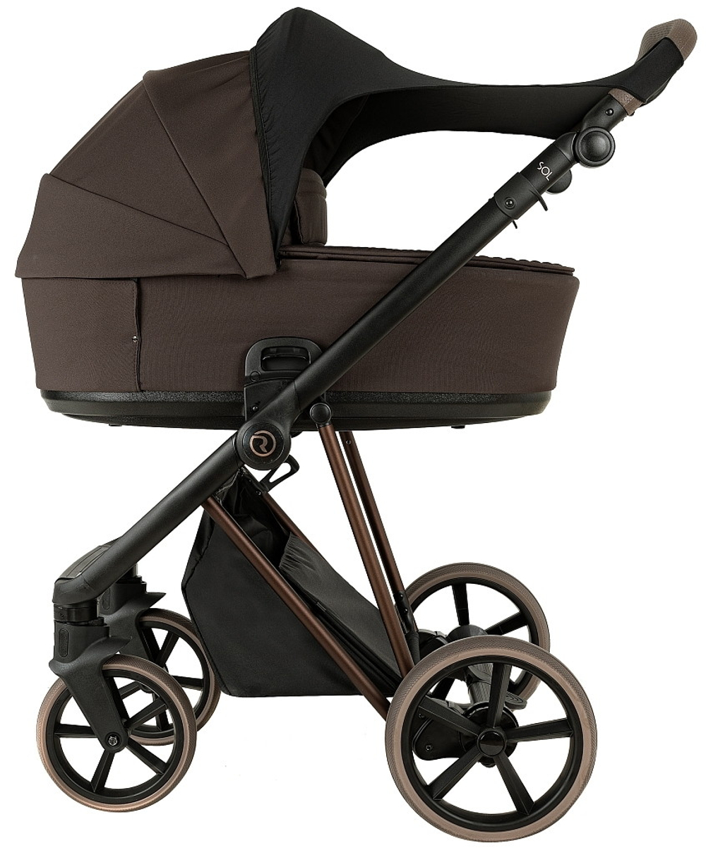 Детская коляска Roan Sol Vintage Luxury 2.0 3 в 1 с автокреслом Pituso Baesa Pro Black,Beige Canopy VIN 04/TC Turkish Coffe/Bronze/руч.Cappuccino