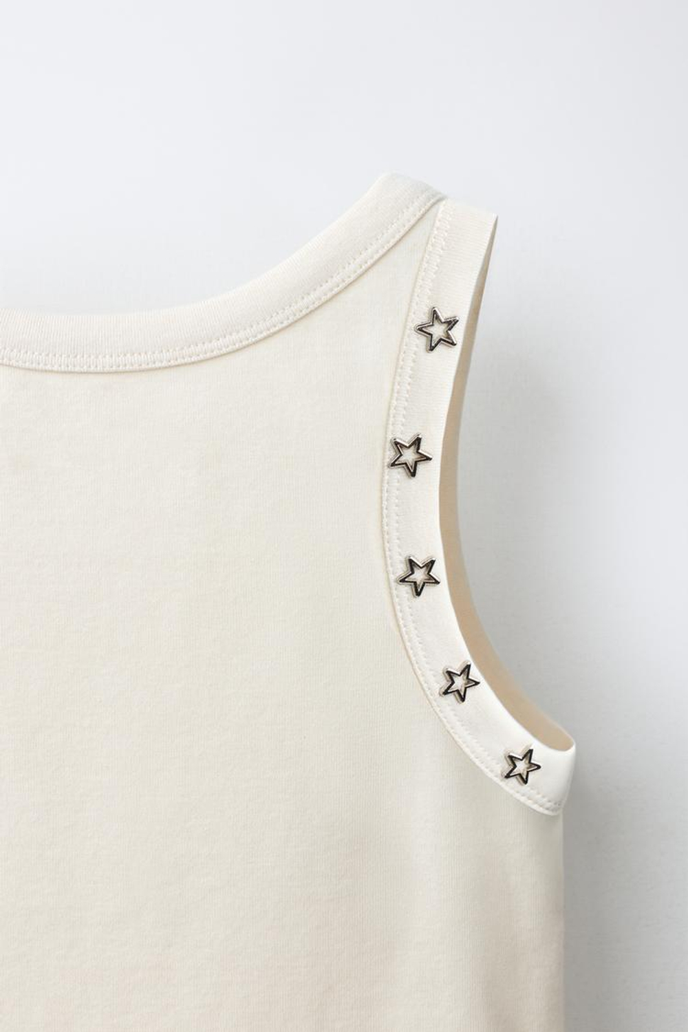 ZARA ТОП С ЗАКЛЕПКАМИ, БЕЖЕВЫЙ