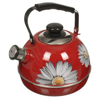 Чайник сталь, эмал, 3.5 л, свист, подв ручк, Рубин, С2218, крас-борд, TМ04/35/01/01/ 05/ 14