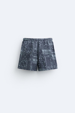 ZARA ПЛАВКИ С ПРИНТОМ ПЕЙСЛИ, СИНИЙ / СЕРЫЙ