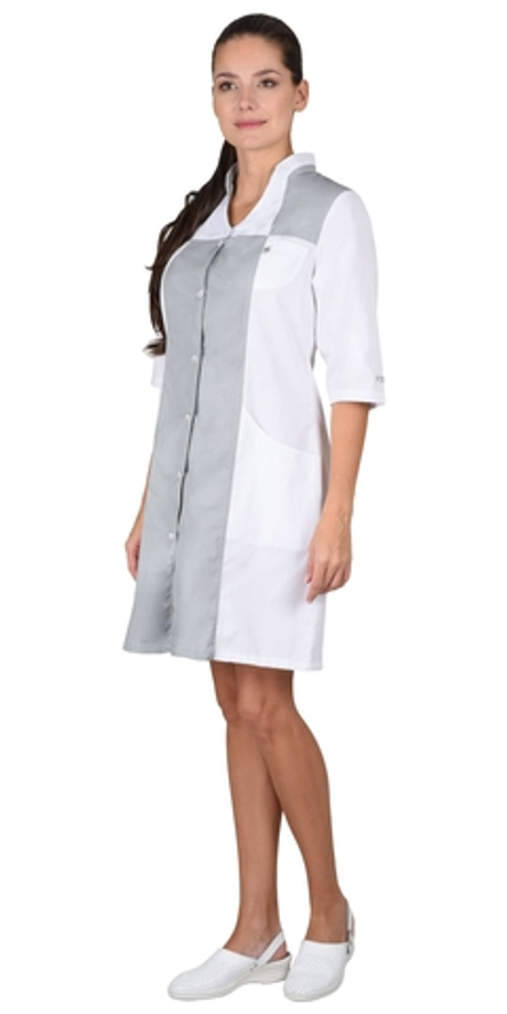 Халат "НИКОЛЬ" женский белый с серым