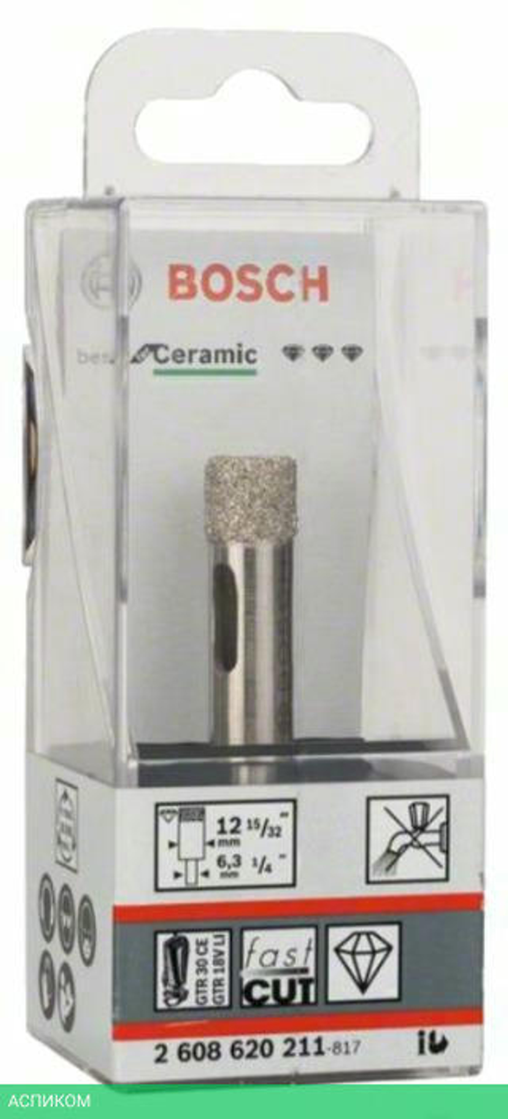 Алмазная коронка Bosch 12ммx35мм Best for Ceramic Diamonddrilling 2.608.620.211