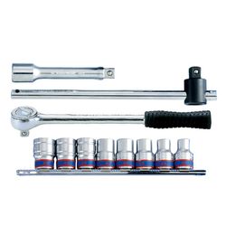 KING TONY (4311MR) Набор торцевых головок с принадлежностями 1/2", 6-гранные, 10-19 мм, 11 предметов