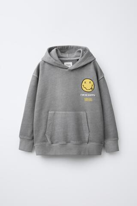 ZARA ХУДИ С ЭФФЕКТОМ СТИРАНОЙ ТКАНИ NIRVANA®, АНТРАЦИТОВО-СЕРЫЙ