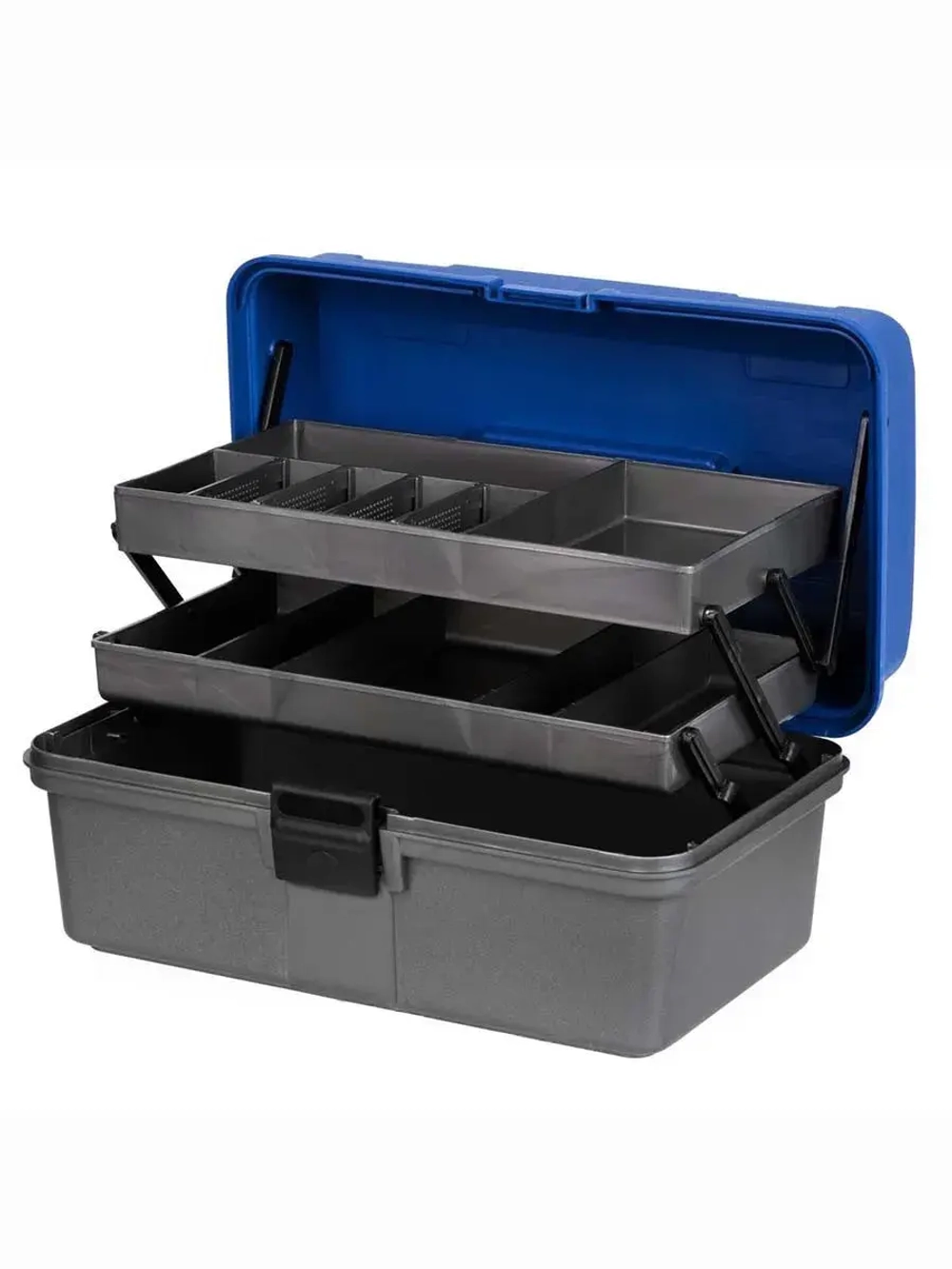 Ящик рыболовный для хранения снастей двухполочный синий