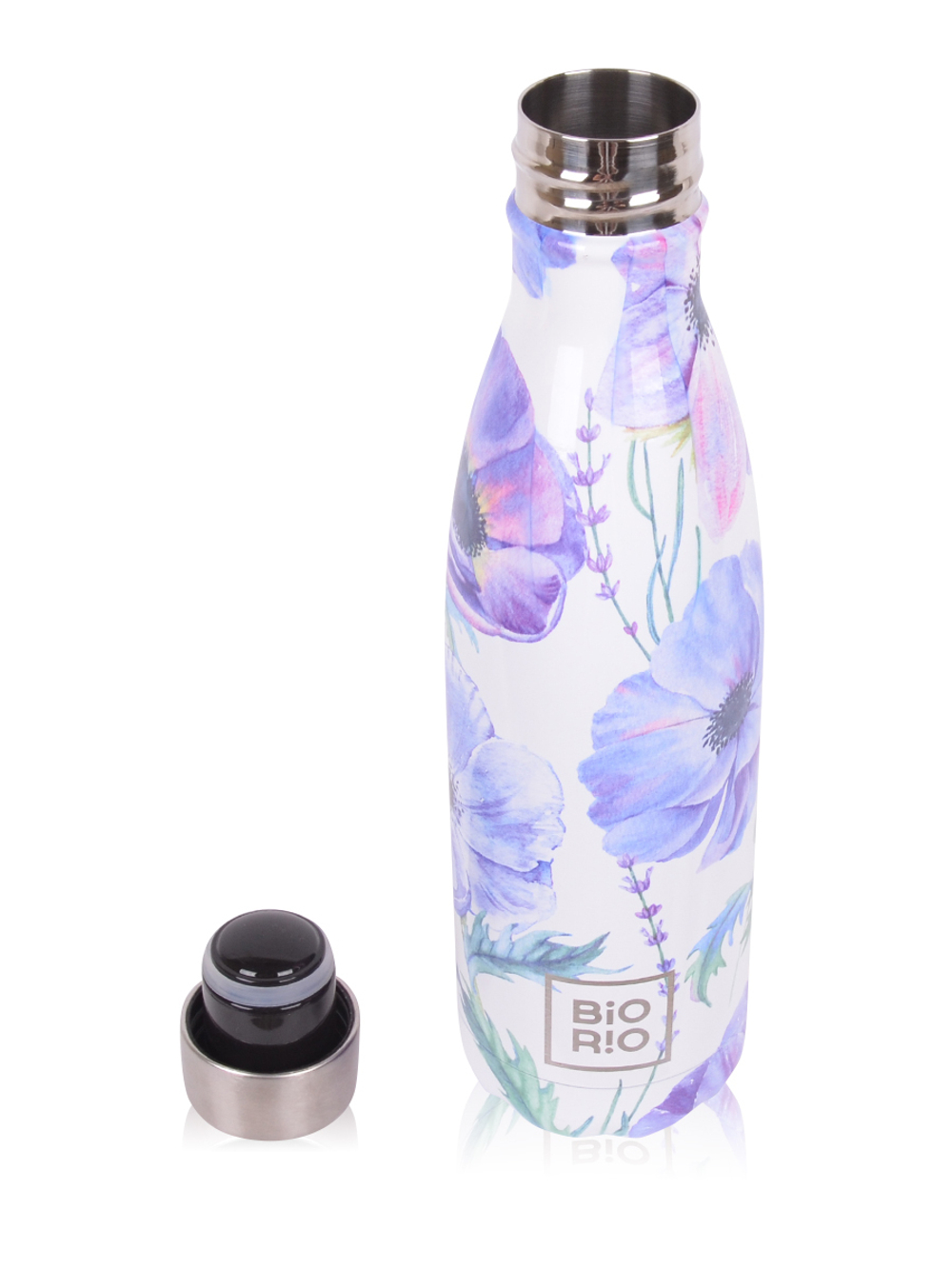 Бутылка-термос металлическая Сиреневые цветы 0,5 л