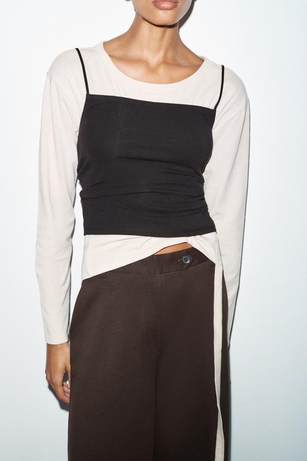 ZARA БРЮКИ ИЗ ИНТЕРЛОКА, ШОКОЛАДНЫЙ