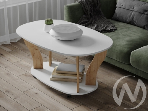 Стол журнальный Консул-3 (белый/дуб крафт золотой)