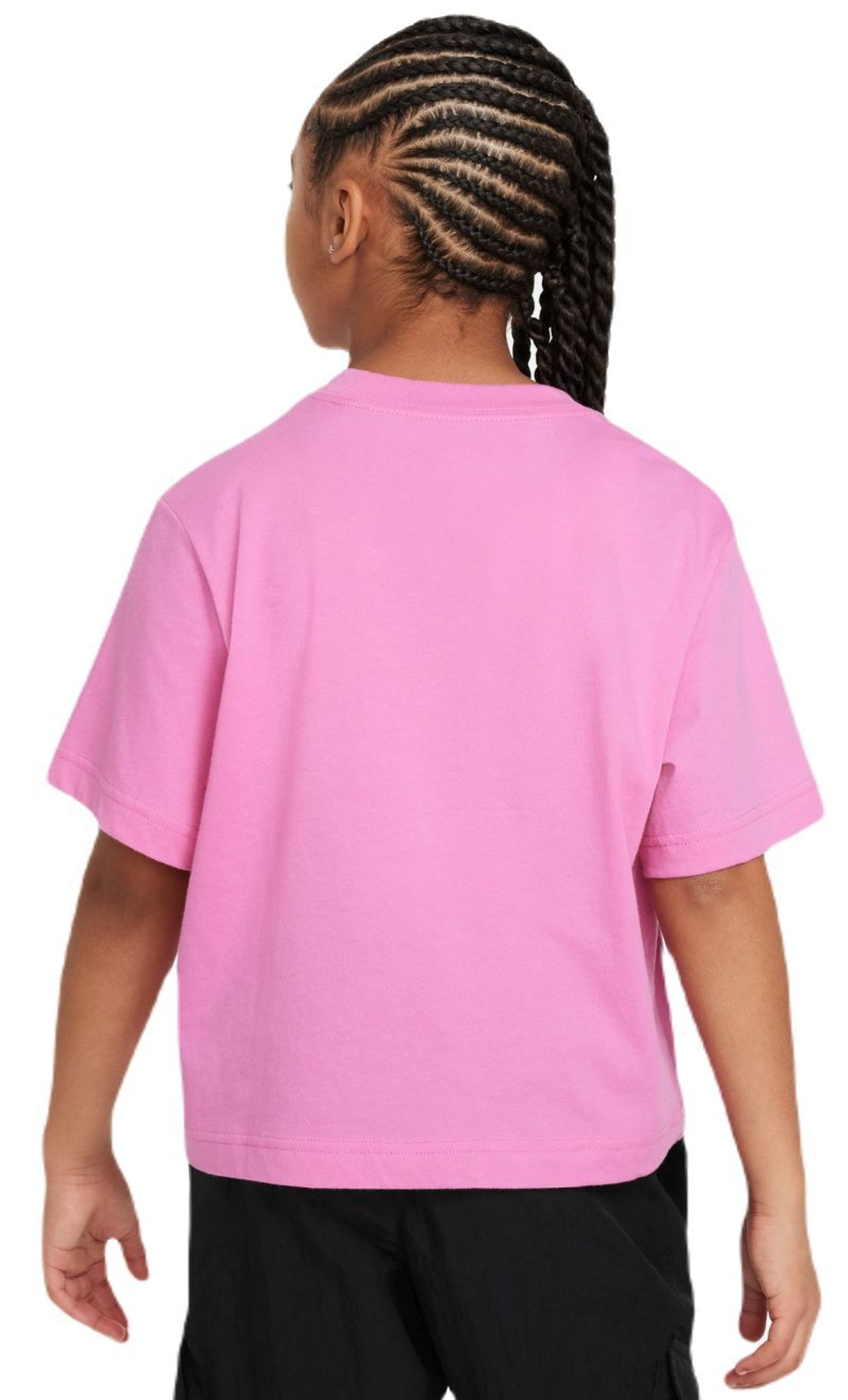Футболка для девочки теннисная Nike Kids Sportswear Essential Boxy T-Shirt - playful pink/white