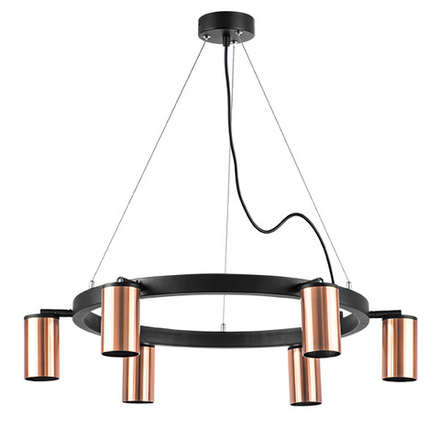 LR016306 Люстра RULLO 6х50W GU10 ЧЕРНЫЙ/МЕДЬ (571016+214430-6)