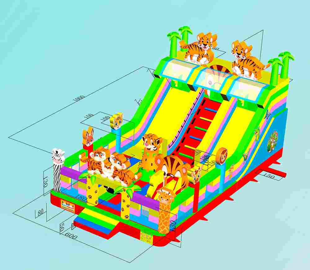 Коммерческий надувной батут «Тигриная страна 4», 10*6*5,5 м
