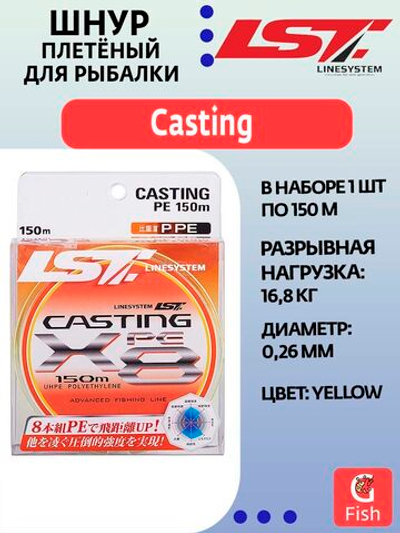 Плетеный шнур для рыбалки LINESYSTEM Casting PE X8 #0.8 (150m) olive