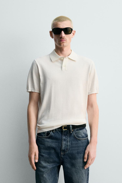 ZARA ПОЛО REGULAR FIT, ЭКРЮ