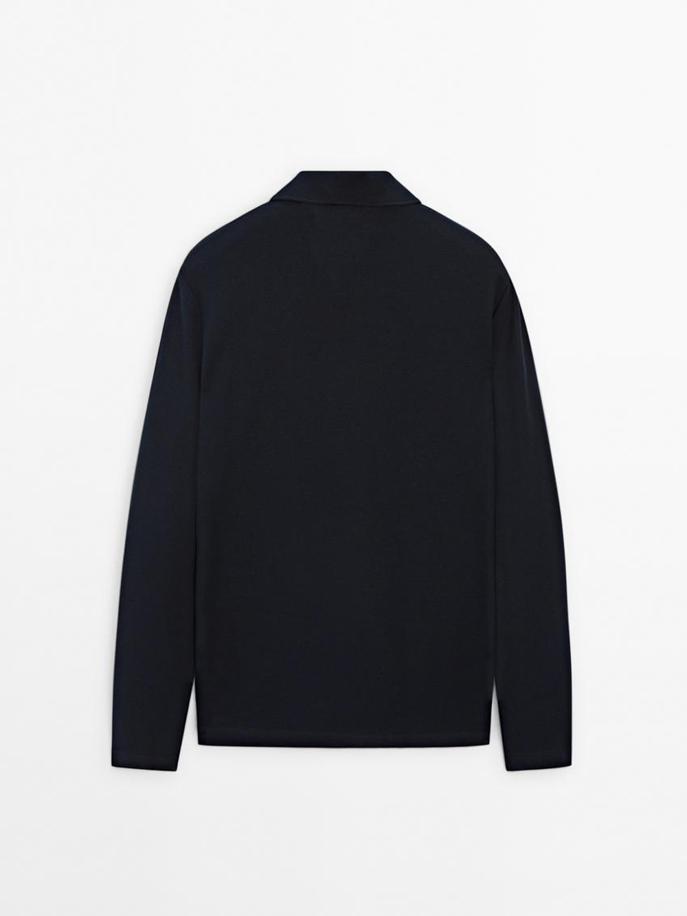 Massimo Dutti Поло с пуговицами, темно-синий