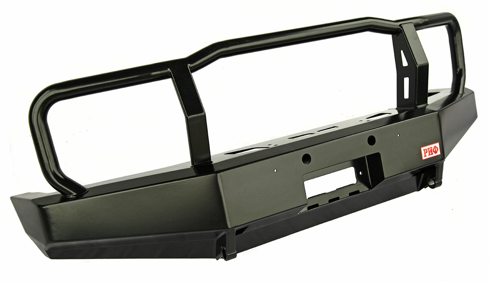 Бампер силовой передний Toyota Land Cruiser 76/78/79 2007+ без доп. фар, с защитной дугой и площадкой под лебедку РИФ