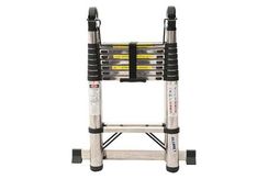 Лестница Алюмет 2,5*8 стальная телескопическая двухсторонняя с шарниром