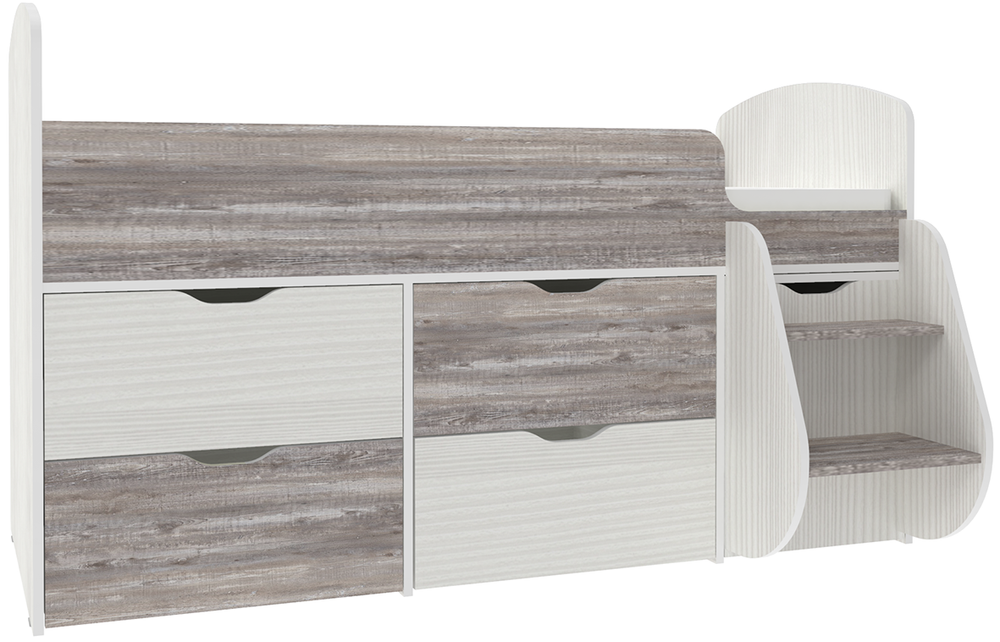 Кровать-чердак КарИВи Малыш 7 Белое Дерево Бетон