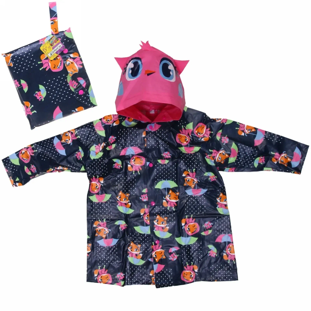 Дождевик-плащ детский «Волшебные звери-Лисичка» с капюшоном, на кнопках, размер M(57*42см) ДоброСад