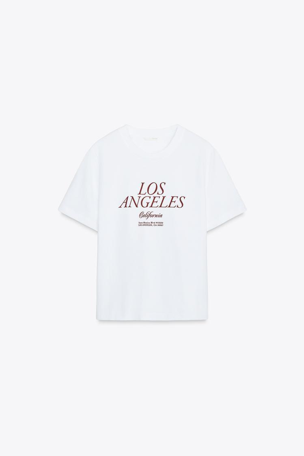 ZARA ФУТБОЛКА С НАДПИСЬЮ, БЕЛЫЙ/ГРАНАТОВЫЙ