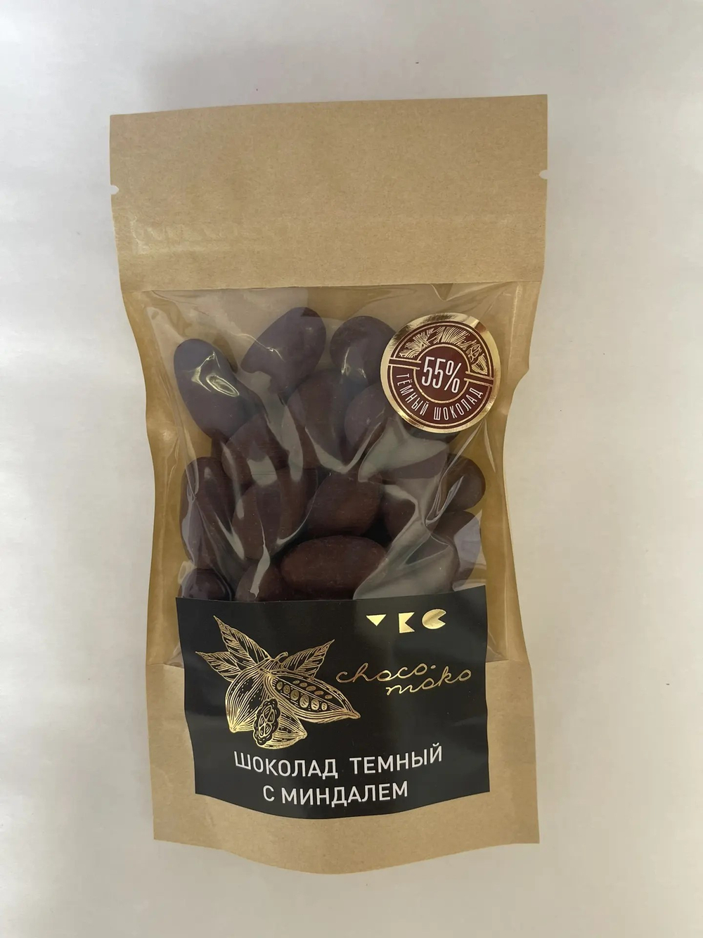 Шоколад темный с миндалем "choco-moko" 55% какао