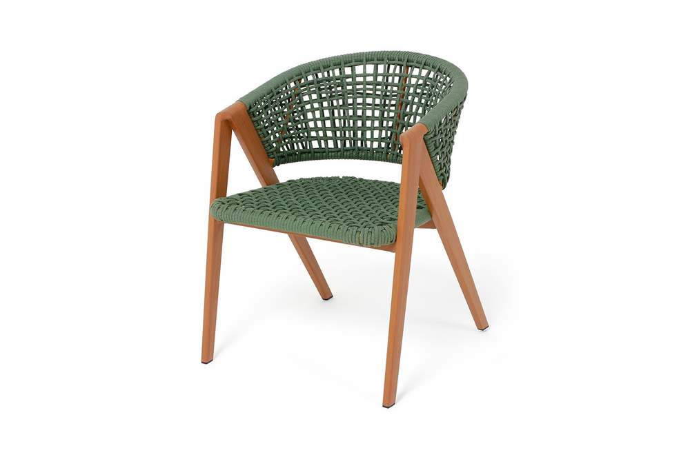 "Амстердам" стул плетеный из роупа, каркас алюминий, роуп зеленый круглый