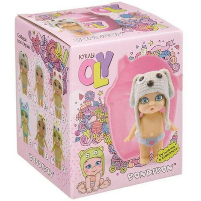 Куколка OLY в шапочке-ушанке в поильнике. Мальчик 8см, арт.3380-3 (Bondibon)