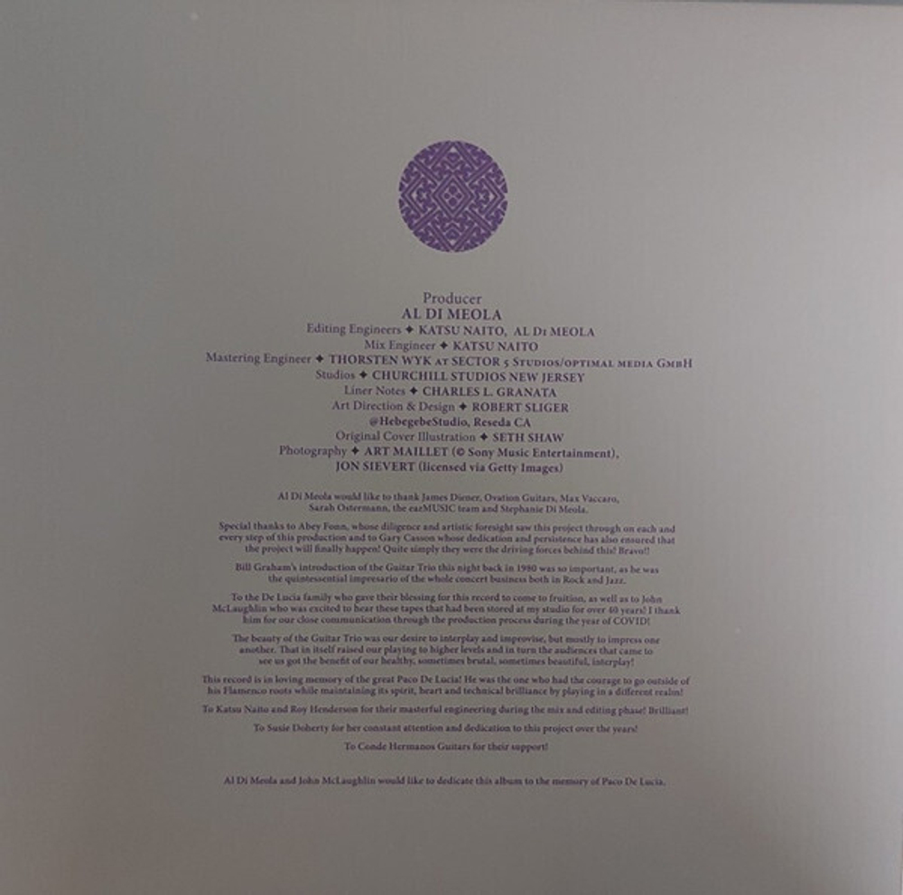 Al Di Meola, John McLaughlin, Paco De Lucia / Saturday Night In San Francisco (LP)