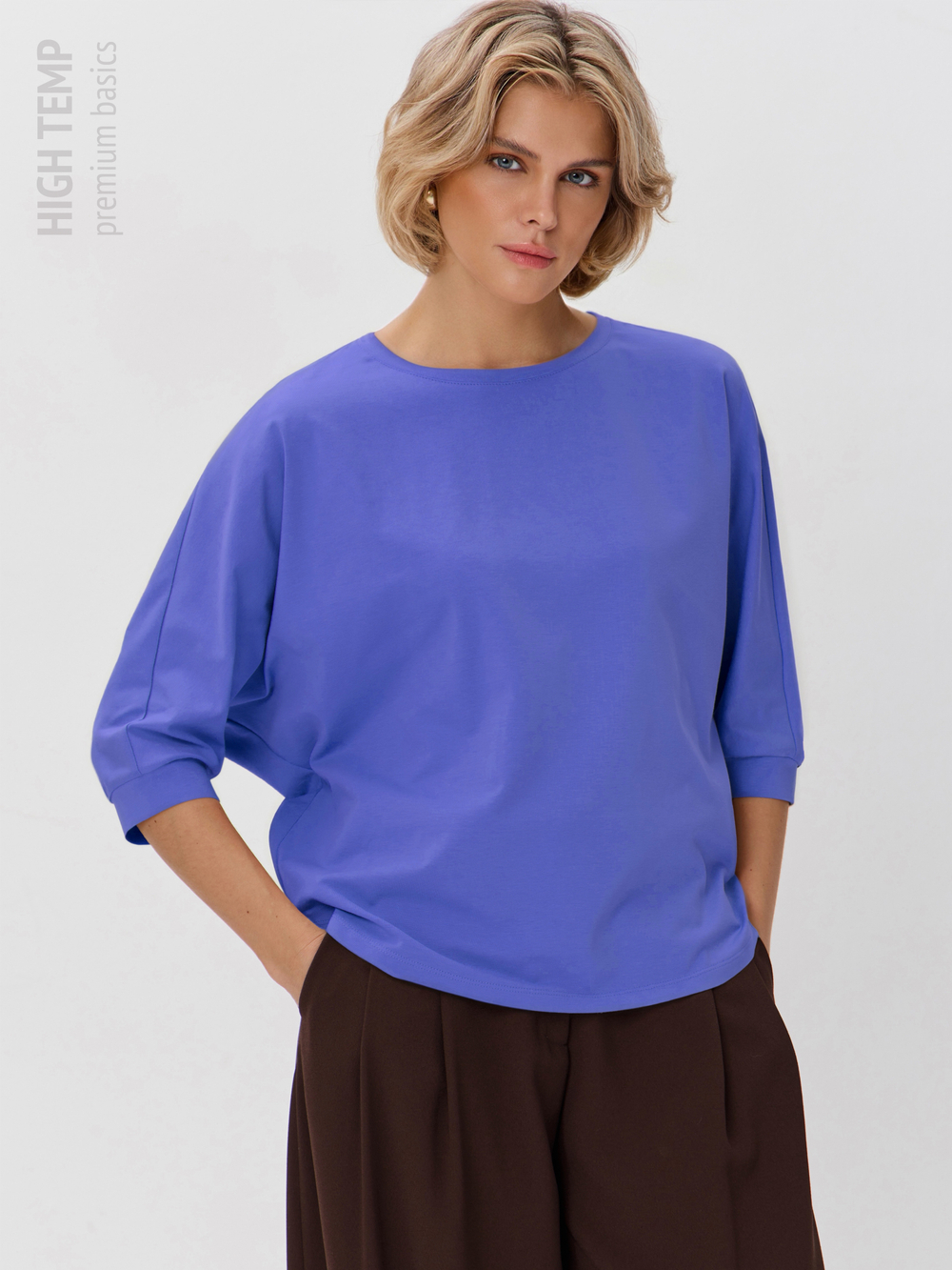 Свободная футболка летучая мышь с рукавом 3/4