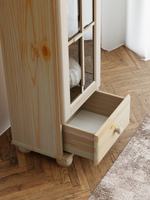 Шкаф витрина 1 дверь 1 ящик Бритта из массива сосны, бежевый