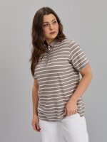 Блузка БЛк-143/серобежевая-полоса-н