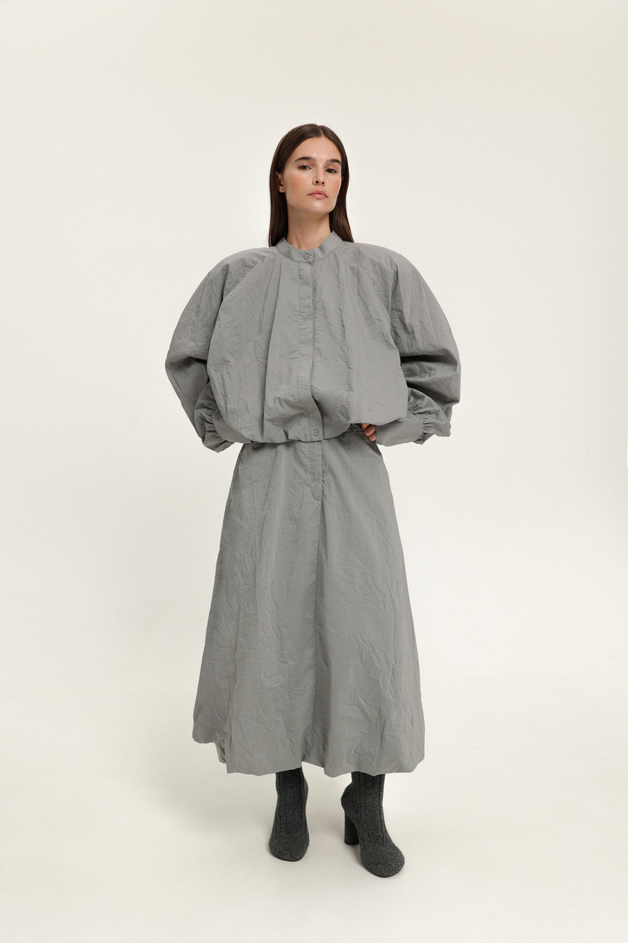 Юбка миди из жатого хлопка