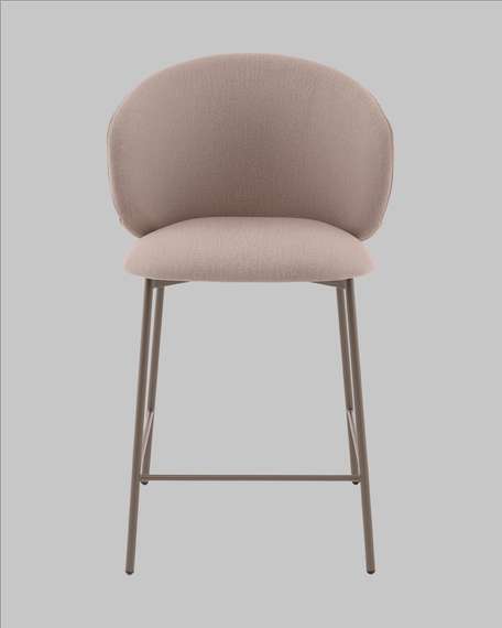 Стул полубарный Блейз велюр бежевый, каркас бежево-серый