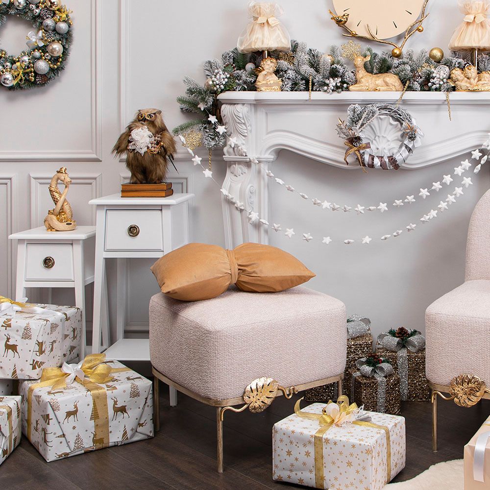 Банкетка Monstera Deliciosa (Монстера) Квадро Айвори Мраморное золото