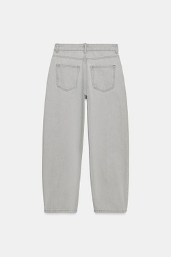 ZARA ЗАУЖЕННЫЕ ДЖИНСЫ СО СРЕДНЕЙ ПОСАДКОЙ — ZW COLLECTION, СЕРЫЙ