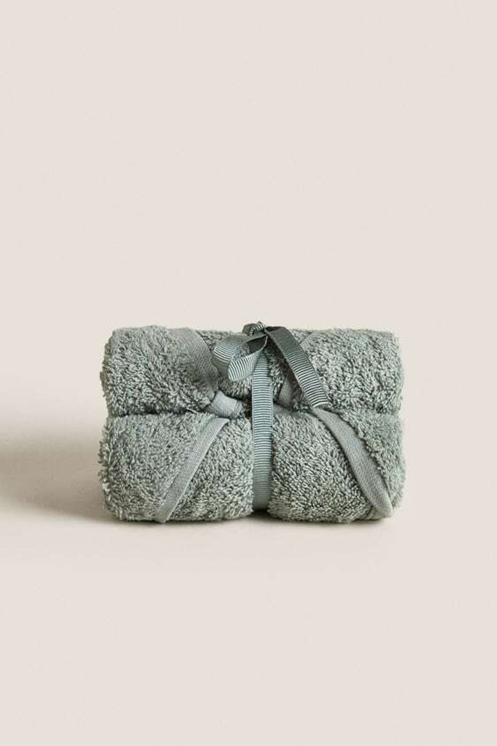 ZARA HOME ХЛОПКОВОЕ ПОЛОТЕНЦЕ (НАБОР ИЗ 3 ШТУК), СИНЕ-ЗЕЛЕНЫЙ