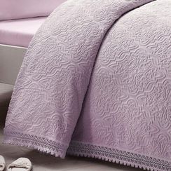 Набор с покрывалом пике LA PERLA лиловый евро  TIVOLYO HOME